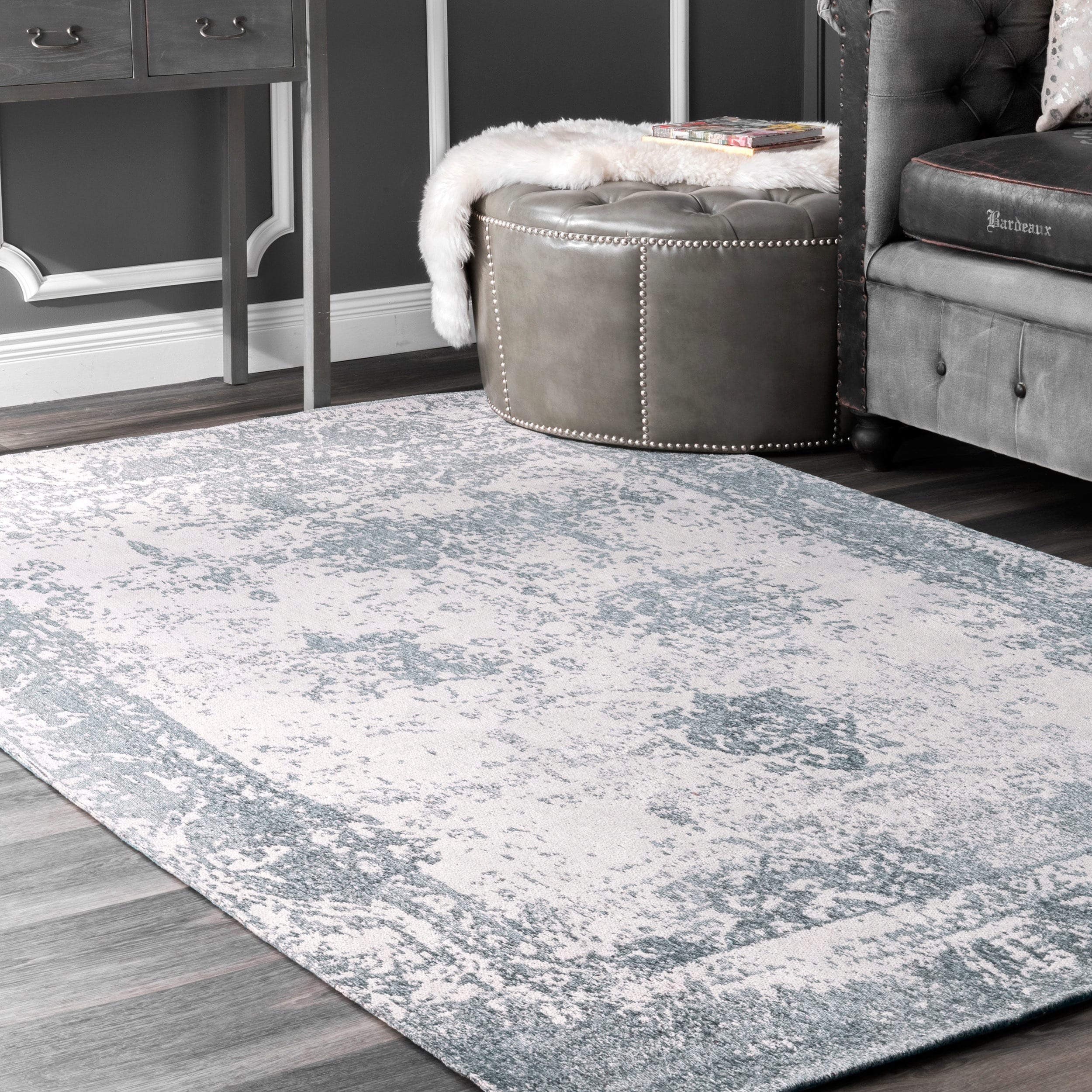 Nuloom Handmade Distressed Abstract Vintage Wool Blue Rug 7 6 X 9 Nuloom Handmade Distressed Abstract Vintage Wool Blue Rug 7 X27