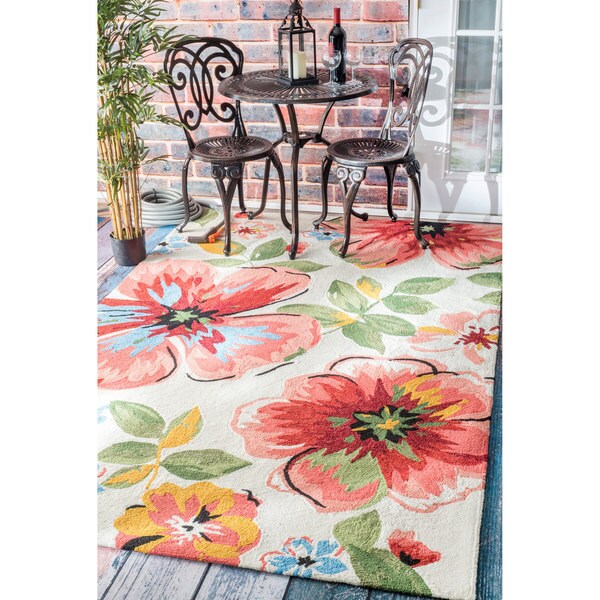 nuLOOM Handmade Bold Floral Indoor/ Outdoor Rust Rug (8' x 10') Free