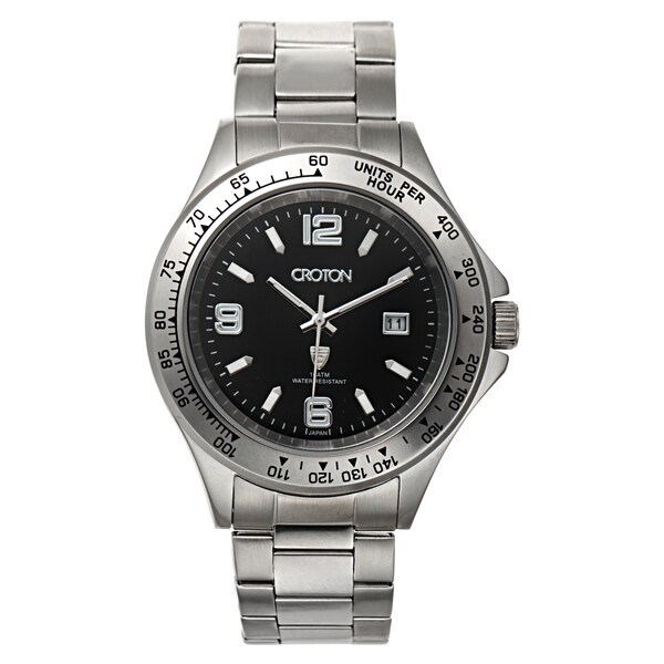 Shop Croton Men's Stainless Steel Silvertone Tachymeter Bezel Watch