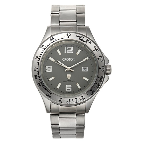 Croton Men's CA301253SSGY Stainless Steel Silvertone Tachymeter Bezel