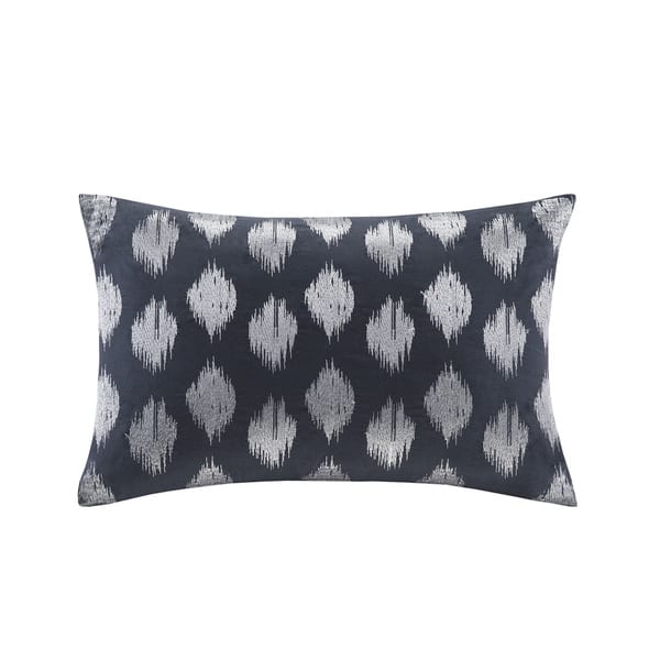 Ikat Dots 18 X 18 inch Cream and Dark Blue Throw Pillow