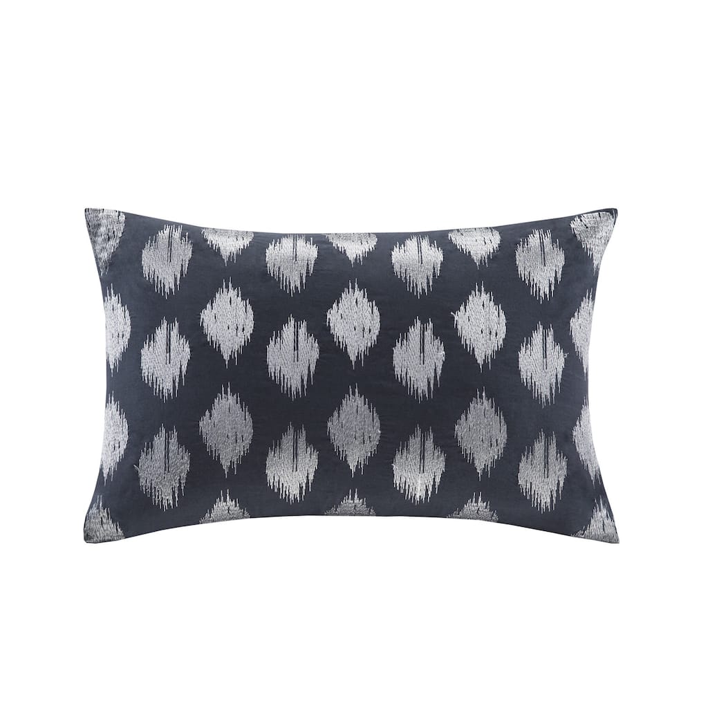 The Curated Nomad Miley Navy Dot Embroidered Cotton Oblong Pillow