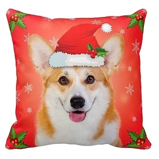 corgi christmas pillow