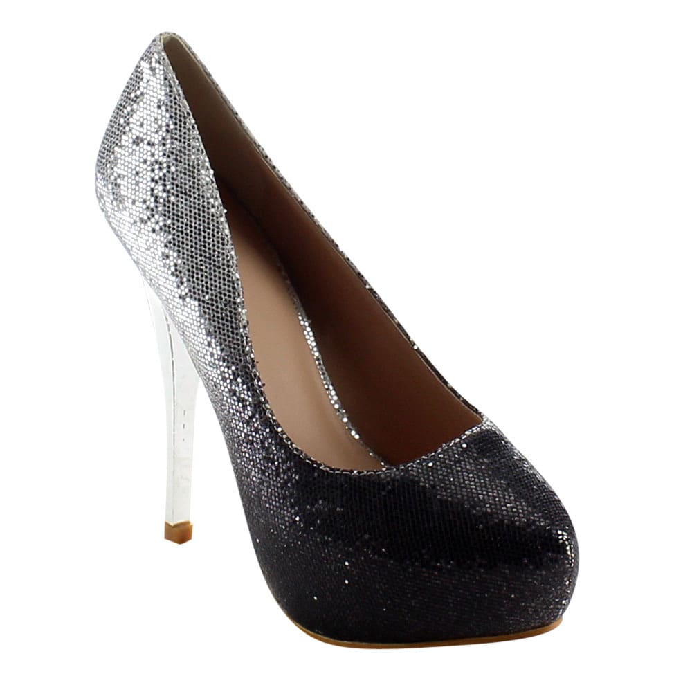 Ellie Womens 415 Flamingo Open Toe Glitter Pumps   15825324