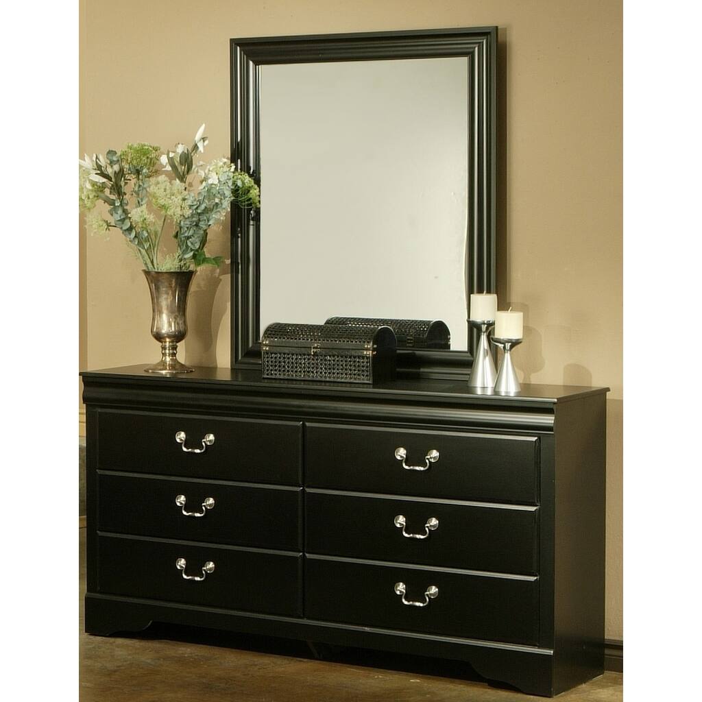 Sandberg Furniture Regency Black Finish 6-drawer Dresser and Mirror Set