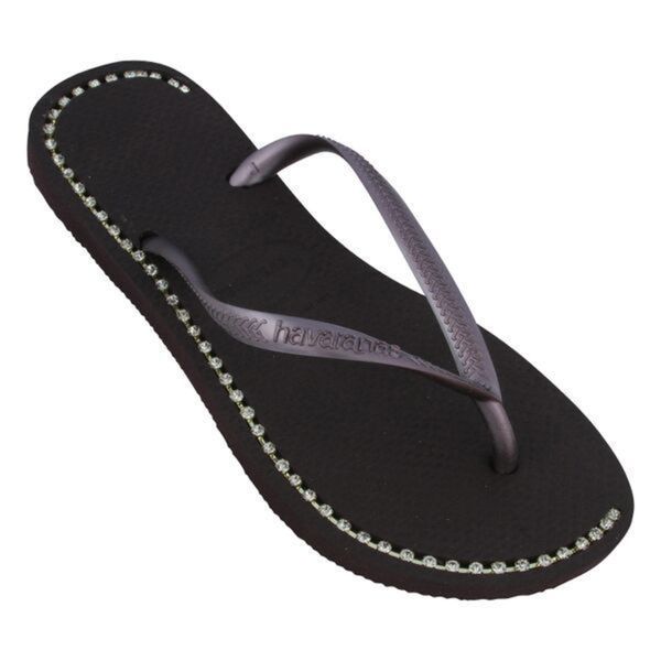 Shop Havaianas  Women s Dark Purple Rubber Rhinestone Flip 