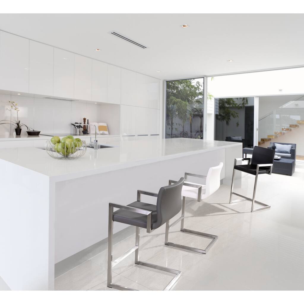 Milano Stainless Steel Eco-leather Upholstered Counter Stool (Set of 2)