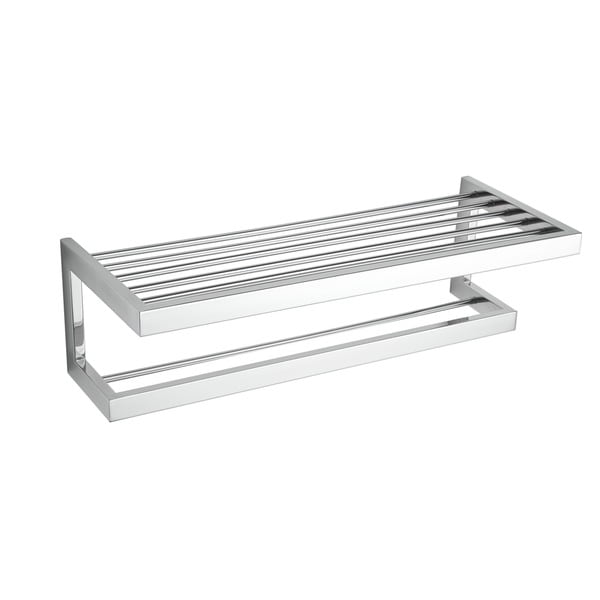 Rikke Contemporary Chrome Stainless Steel Towel Bar With Shelf Rikke Contemporary Chrome Stainless Steel Towel Bar With Shelf