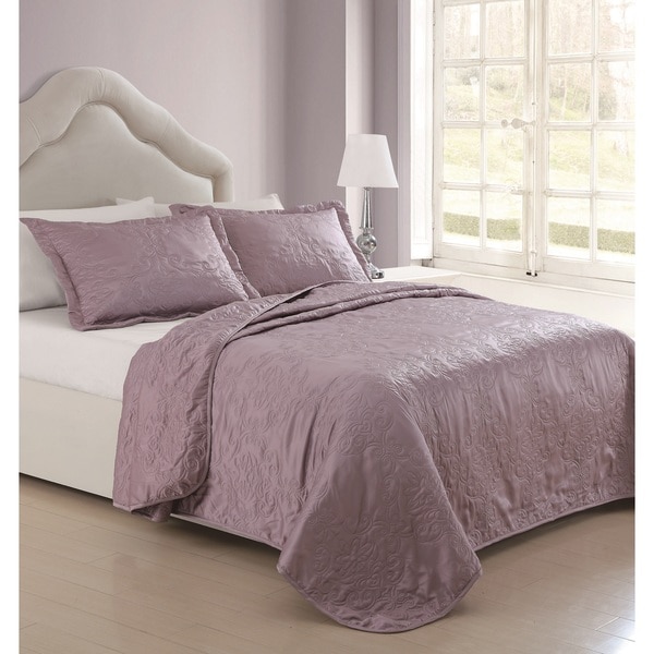 Sherry Matte Satin Dusty Pink 3piece Coverlet Set Free Shipping