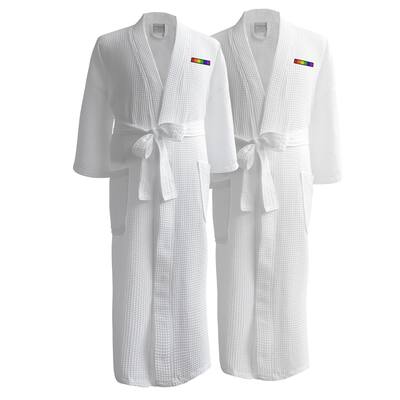 Conrad Egyptian Cotton LGBT Pride Waffle Spa Robe - Flag (Set of Two, Male)