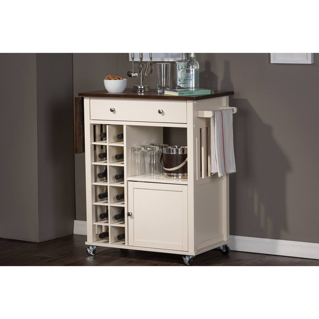 Traditional White Wood Kitchen Island by Baxton Studio