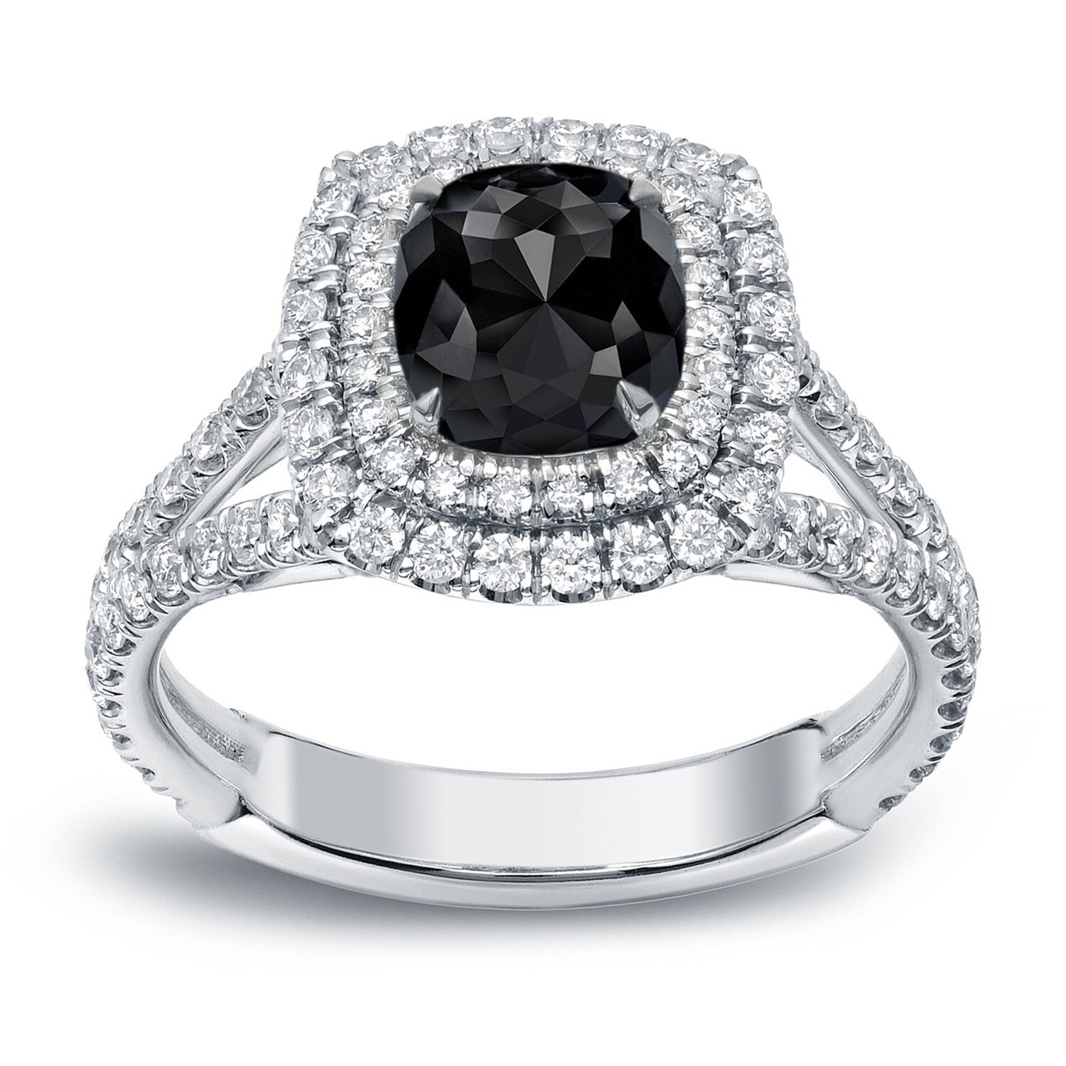 Shop Auriya 2ctw Cushion Cut Black Diamond Halo Engagement Ring