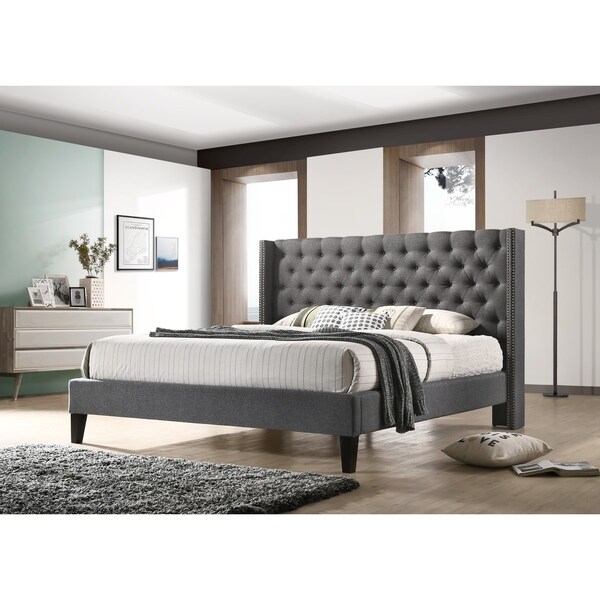gray tufted king bed classic contemporary altozzo pacifica kingsize tufted grey fabric upholstered platform contemporary bed shop gray tufted king bed classic contemporary altozzo pacifica kingsize tufted grey fabric upholstered platform contemporary bed shop