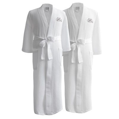 Conrad Egyptian Cotton His and His Waffle Spa Robe Set (Gift Packaging)