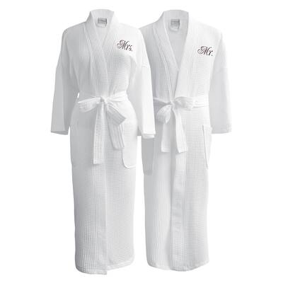 Conrad Egyptian Cotton Mr. and Mrs. Waffle Spa Robe Set