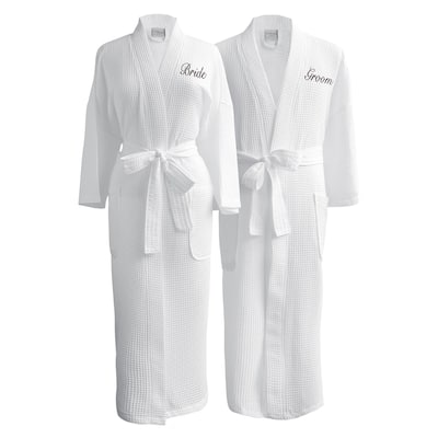 Conrad Egyptian Cotton Bride & Groom Waffle Spa Robe Set (Gift Packaging)