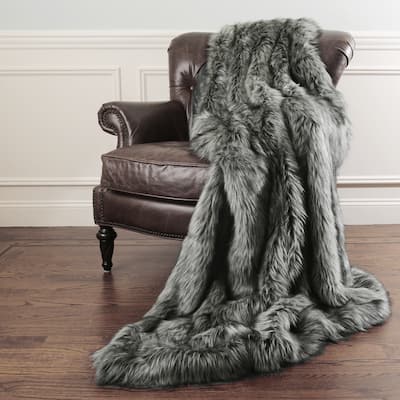 Aurora Home Silver Fox Faux Fur Throw Blanket