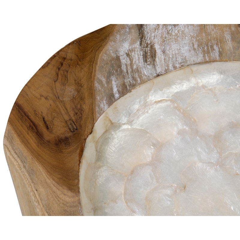 Natural Teakwood And Capiz Shell-Lined Bowls (Set Of 2) by East at Main