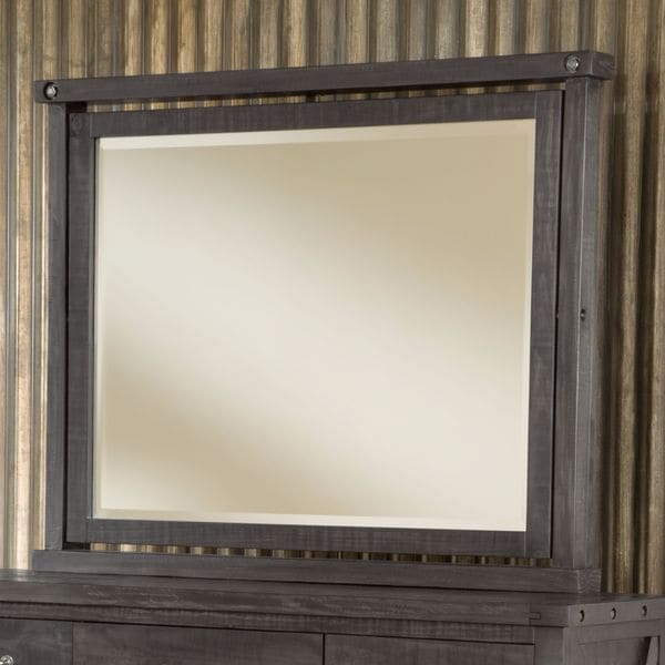 Industrial Solid Wood Mirror in Cafe - Black/Brown - A/N