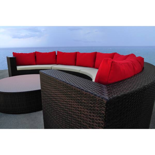 Solis Avalon Sectional Outdoor Deep Seated Brown 5piece Wicker Rattan