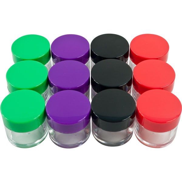 Stalwart 12 pc 20ml Clear Storage Jars Colored Lids