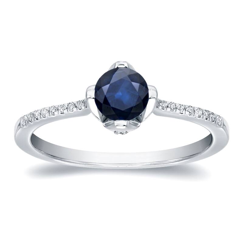 Auriya 3/4ct Blue Sapphire and 1/10ctw Diamond Engagement Ring 14K Gold (H-I, SI1-SI2)