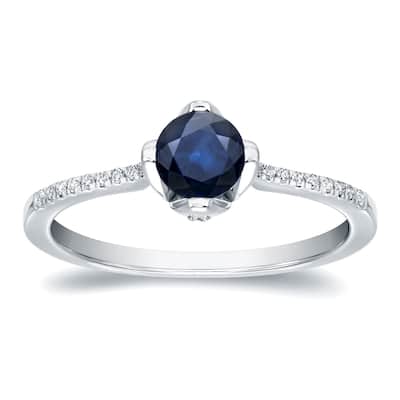 Auriya 3/4ct Blue Sapphire and 1/10ctw Diamond Engagement Ring 14K Gold (H-I, SI1-SI2)