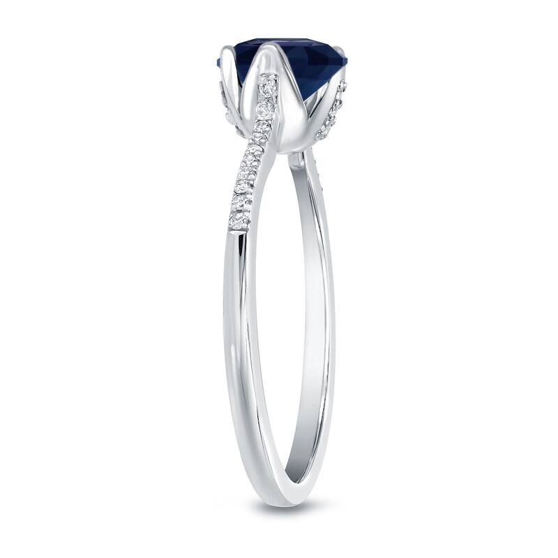 Auriya 3/4ct Blue Sapphire and 1/10ctw Diamond Engagement Ring 14K Gold (H-I, SI1-SI2)