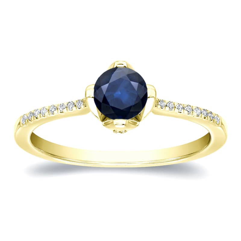 Auriya 3/4ct Blue Sapphire and 1/10ctw Diamond Engagement Ring 14K Gold (H-I, SI1-SI2)