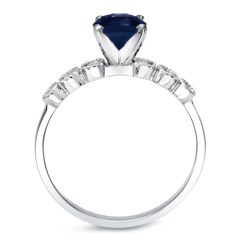 Auriya 14k Gold Vintage 4/5ct Blue Sapphire and 1/5ctw Diamond Engagement Ring Set