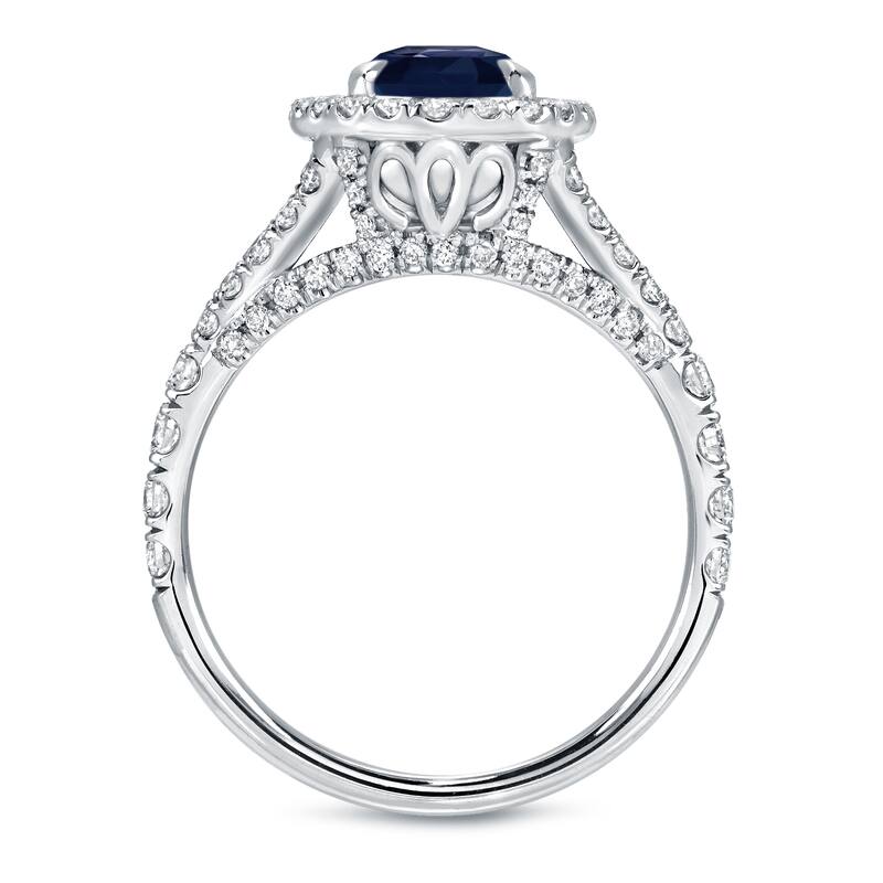 Auriya 18k Gold 2ct Oval-cut Sapphire and Diamond Halo Engagement Ring 1ctw