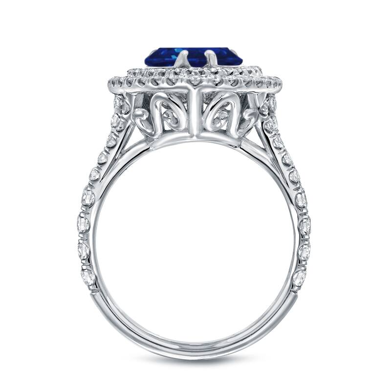 Auriya 18k Gold 3 carat Teardrop Pear-cut Sapphire Halo Diamond Engagement Ring 1cttw (D-E, SI1-SI2)
