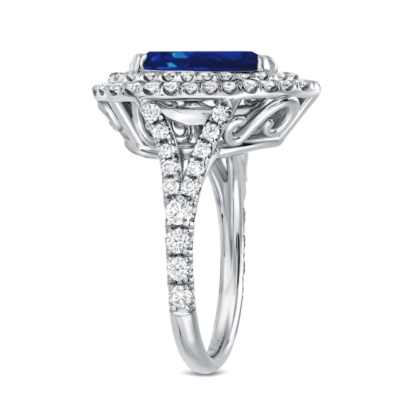 Auriya 18k Gold 3 carat Teardrop Pear-cut Sapphire Halo Diamond Engagement Ring 1cttw (D-E, SI1-SI2)