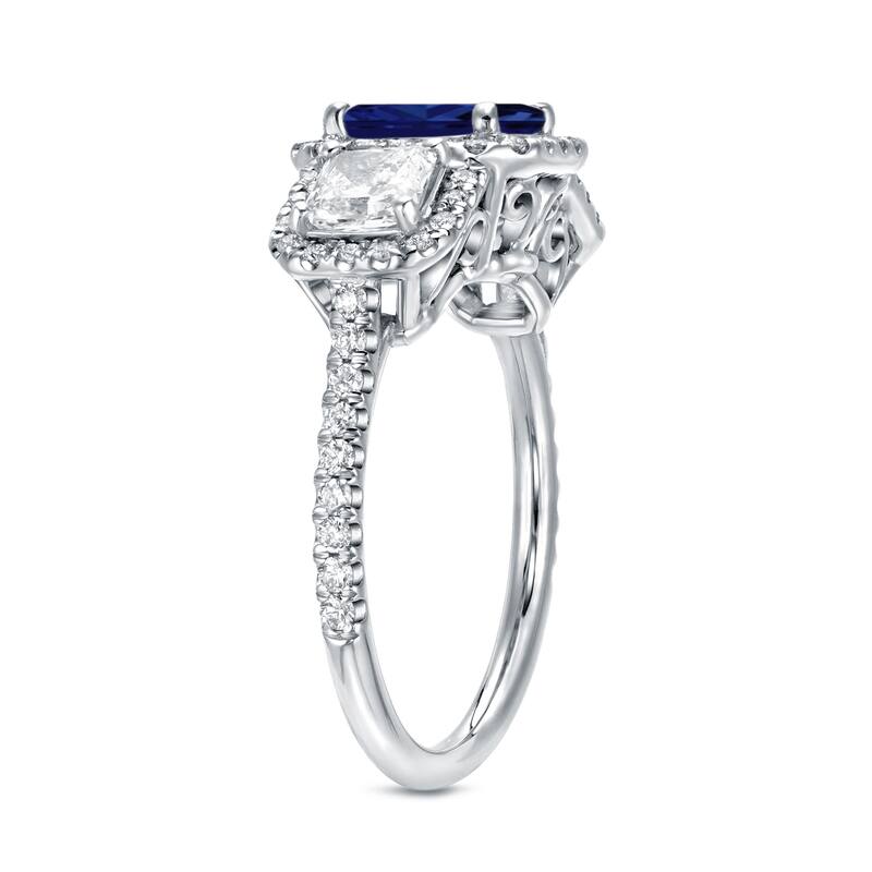 Auriya 1ct Sapphire and 1 1/4ct TDW Halo Diamond Engagement Ring 14k White Gold