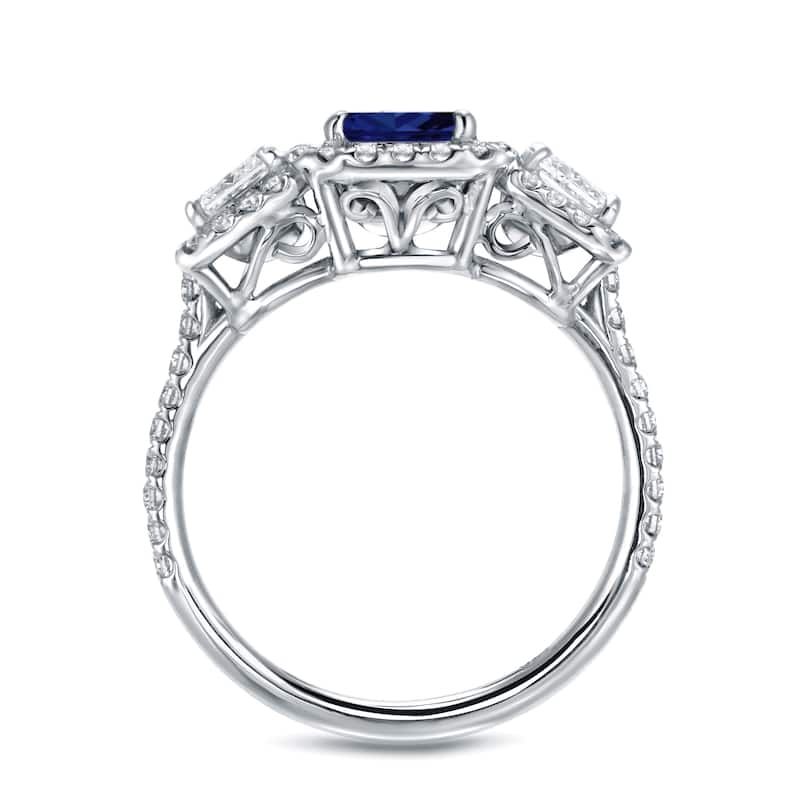 Auriya 1ct Sapphire and 1 1/4ct TDW Halo Diamond Engagement Ring 14k White Gold