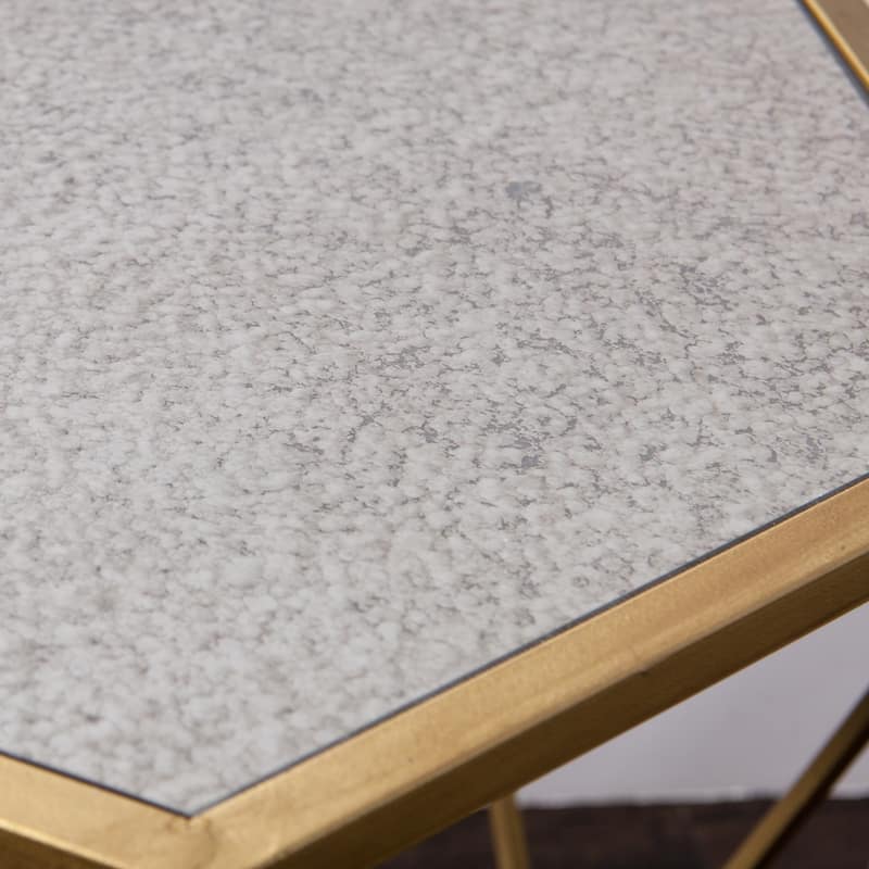 SEI Furniture Grant Antiqued Gold Mirrored Geometric Accent Table