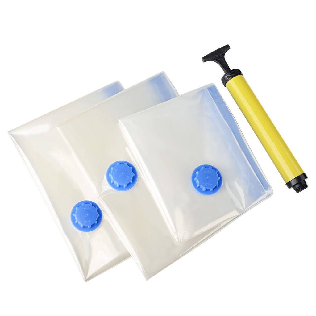 Insten Transparent Vacuum Seal Packing Storage Bag with Hand Pump (Pack of 3)