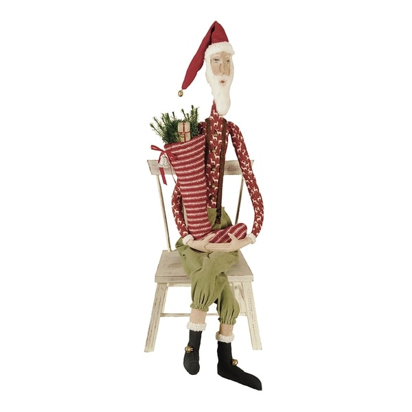 Sleepy Time Santa Joe Spencer Gathered Traditions Art Doll - Red