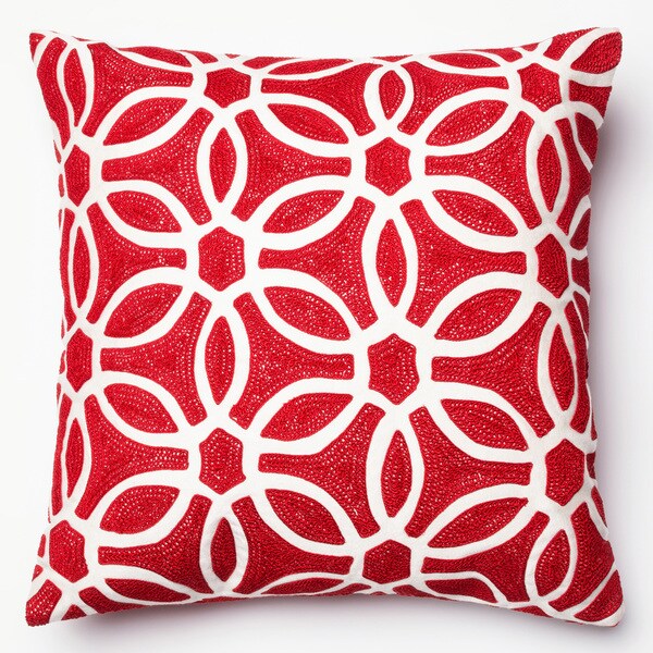 Embroidered Geometric Circle Throw Pillow or Pillow Cover 18 x 18