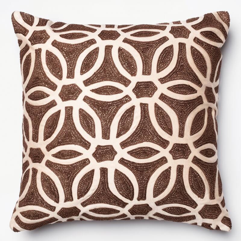 Embroidered Geometric Circle 18-inch Throw Pillow or Pillow Cover
