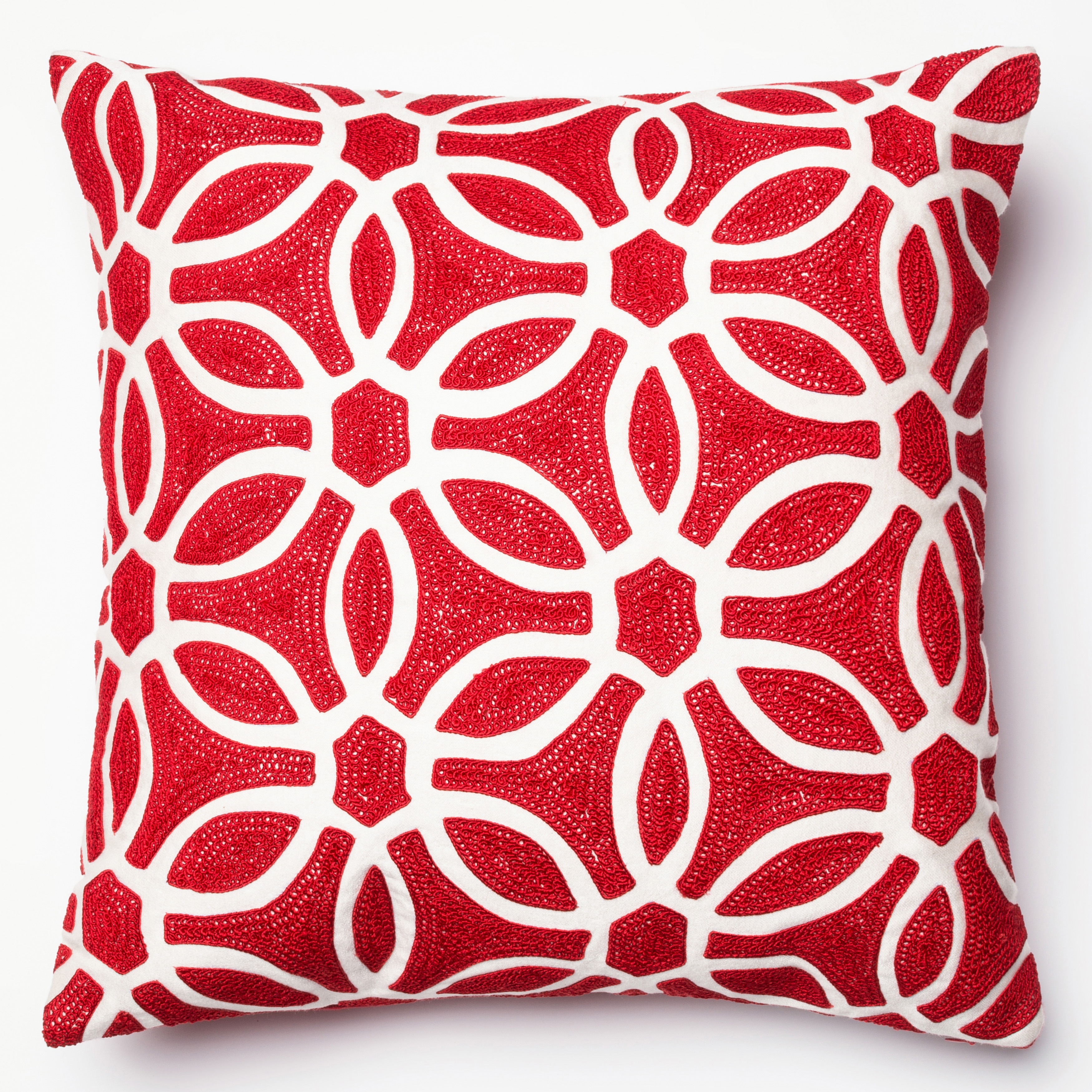 Embroidered Geometric Circle 18-inch Throw Pillow or Pillow Cover