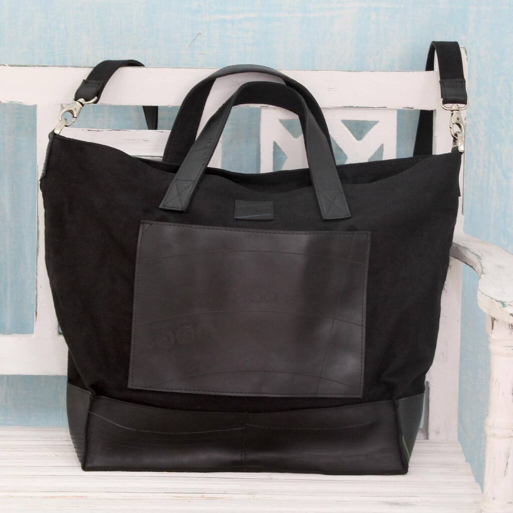 Handmade Upcycled Cotton 'Go Eco Friendly' Shoulder Bag (India)