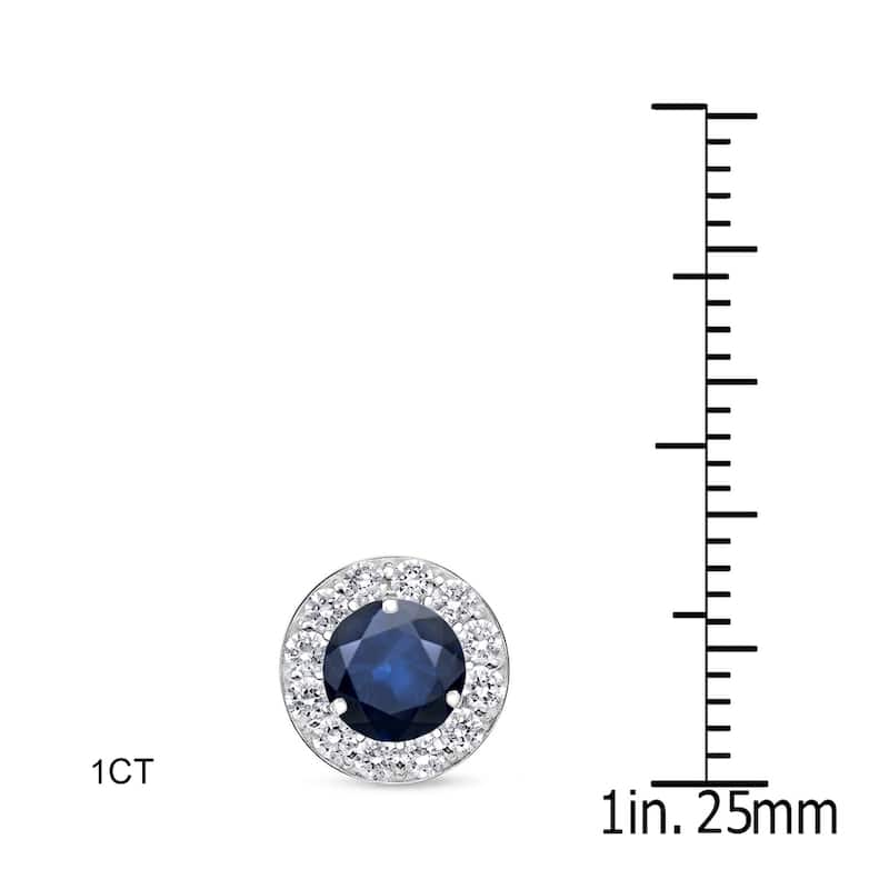 Auriya 3/5ct Blue Sapphire Halo Diamond Stud Earrings 2/5cttw 14k Gold