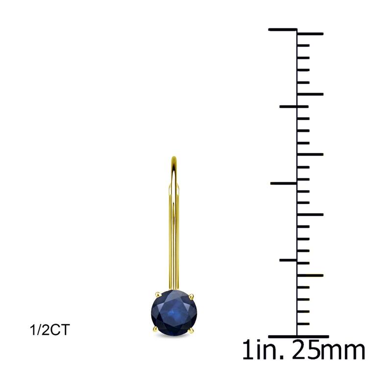 Auriya 1/2 to 3ctw Blue Sapphire Solitaire Earrings 14k Yellow Gold Lever-back
