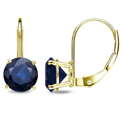 Auriya 1/2 to 3ctw Blue Sapphire Solitaire Earrings 14k Yellow Gold Lever-back