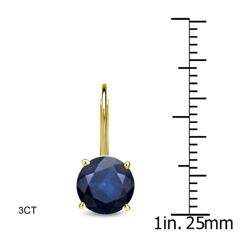 Auriya 1/2 to 3ctw Blue Sapphire Solitaire Earrings 14k Yellow Gold Lever-back