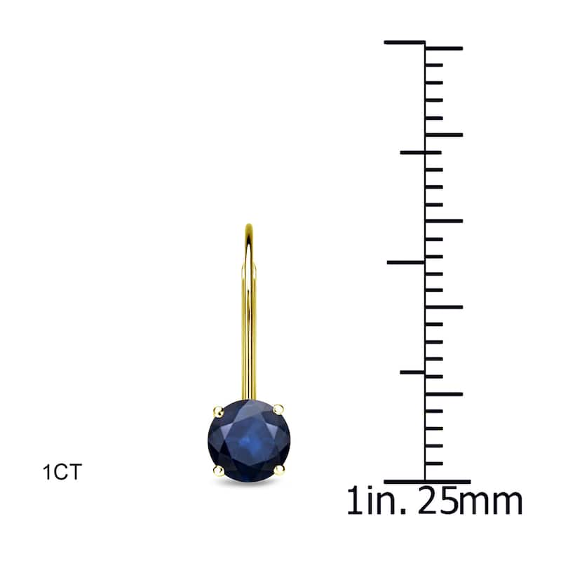 Auriya 1/2 to 3ctw Blue Sapphire Solitaire Earrings 14k Yellow Gold Lever-back