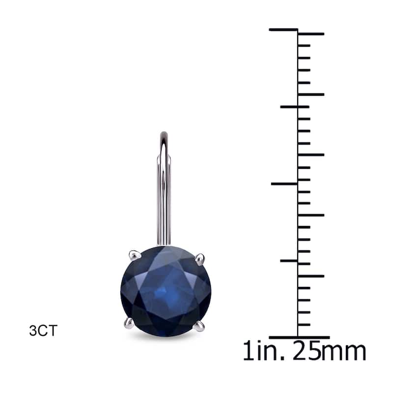 Auriya 1/2 to 3ctw Blue Sapphire Solitaire Earrings 14k White Gold Lever-back