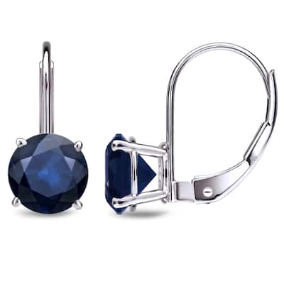 Auriya 1/2 to 3ctw Blue Sapphire Solitaire Earrings 14k White Gold Lever-back