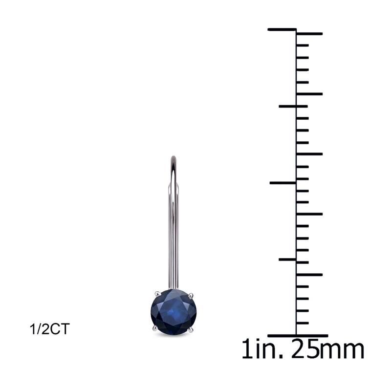 Auriya 1/2 to 3ctw Blue Sapphire Solitaire Earrings 14k White Gold Lever-back